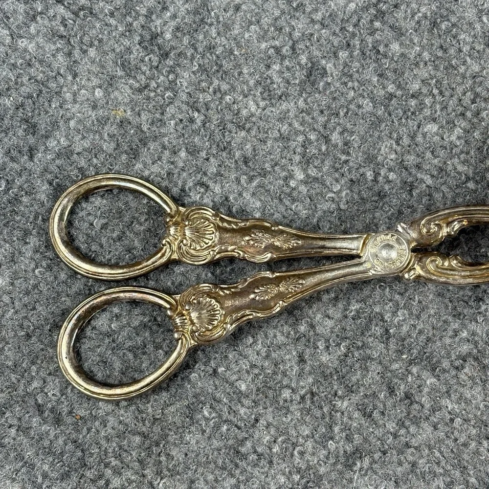 Vintage MCM Sheffield England Silverplate Scissor Salad Servings Tongs‎ Flatware